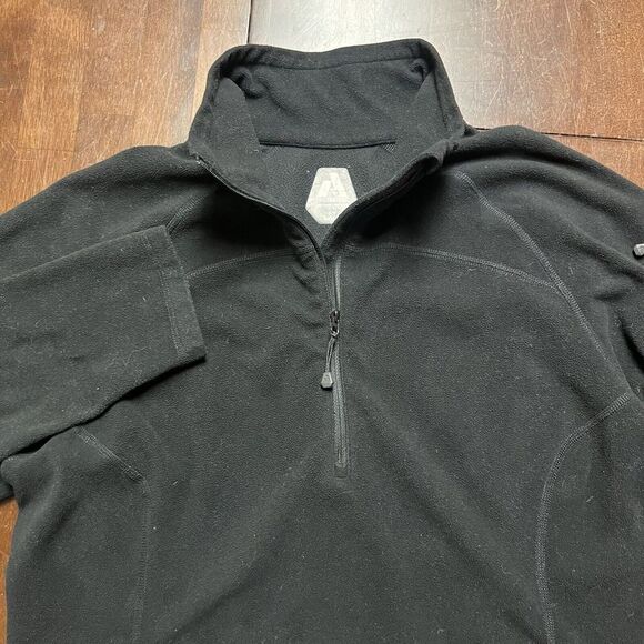 EDDIE BAUER First Ascent Sweater Women L Black Fleece Polartec 1/4 Zip Pullover - Picture 2 of 9